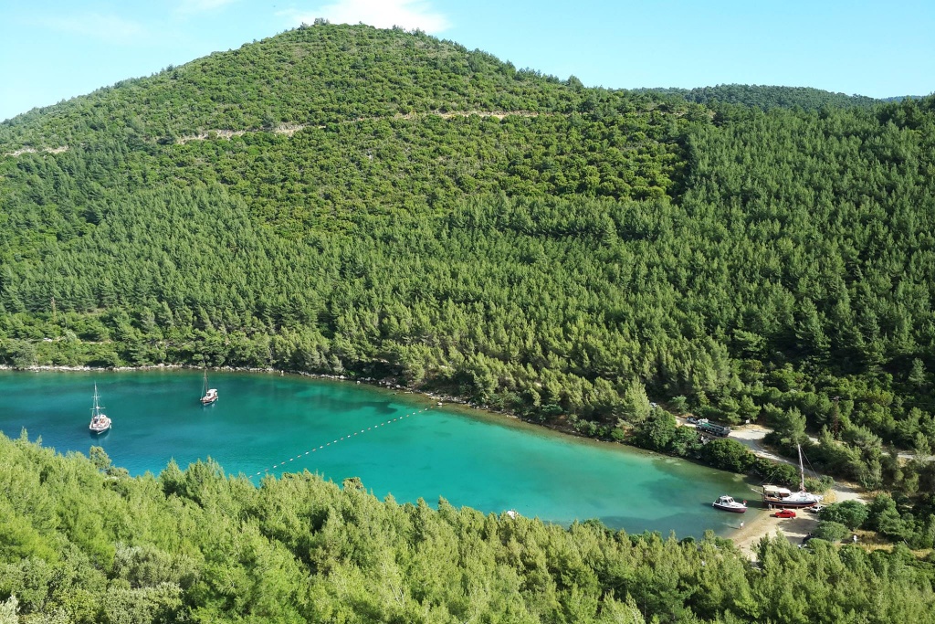 Göltürkbükü koy manzarası havadan görünüm